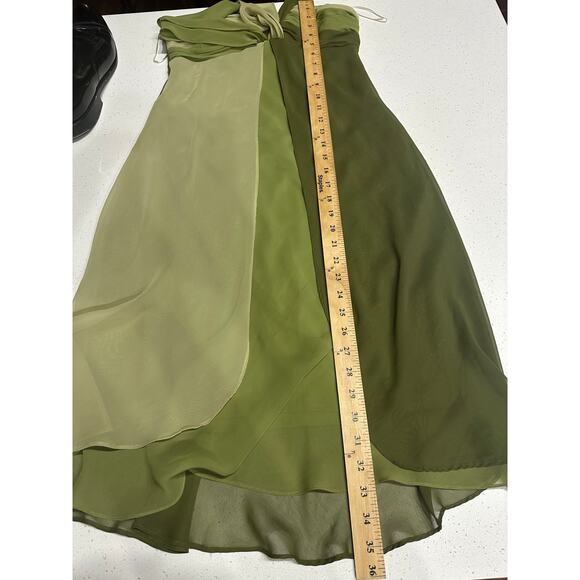 Sangria Halter Party Dress Sheer Overlay Roused Bust Y2K Fairy Whimsigoth Green - Picture 12 of 16